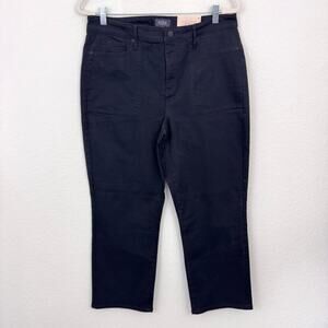 NYDJ Women Relaxed Piper Ankle Straight Pant Sz 14 Lift Tuck Tech Stretch Black